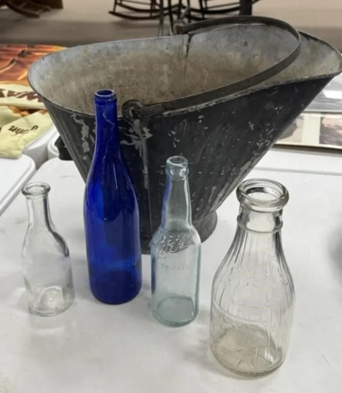 Coal Bucket and Bottles