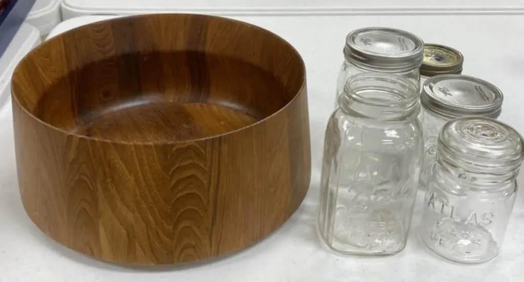 Wood Bowl and Canning Jars