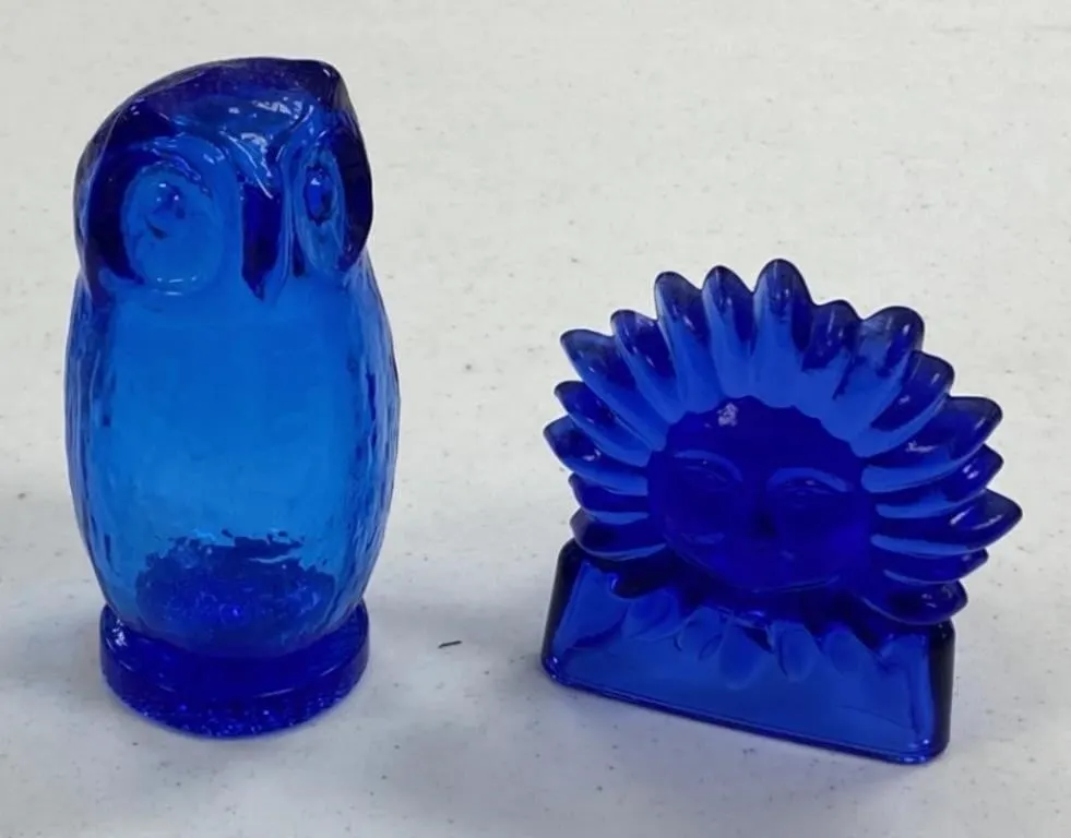 Cobalt Owl Paperweight and More