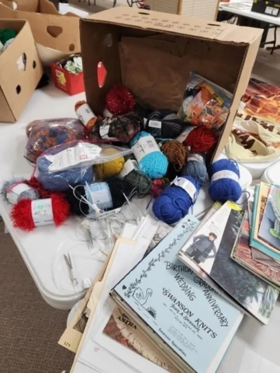 Box Full Yarn, Crochet, Knitting Books