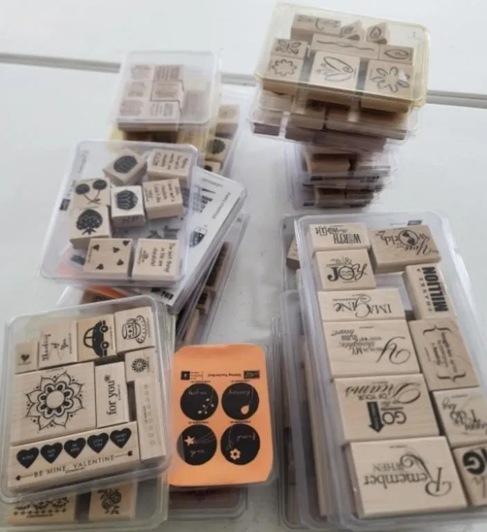 30 Boxes of Wood Stampin' Up Stamps