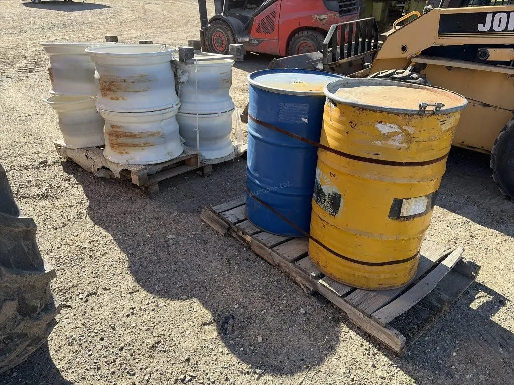 Two Pallets of Eight Rims, Axles & Hubs