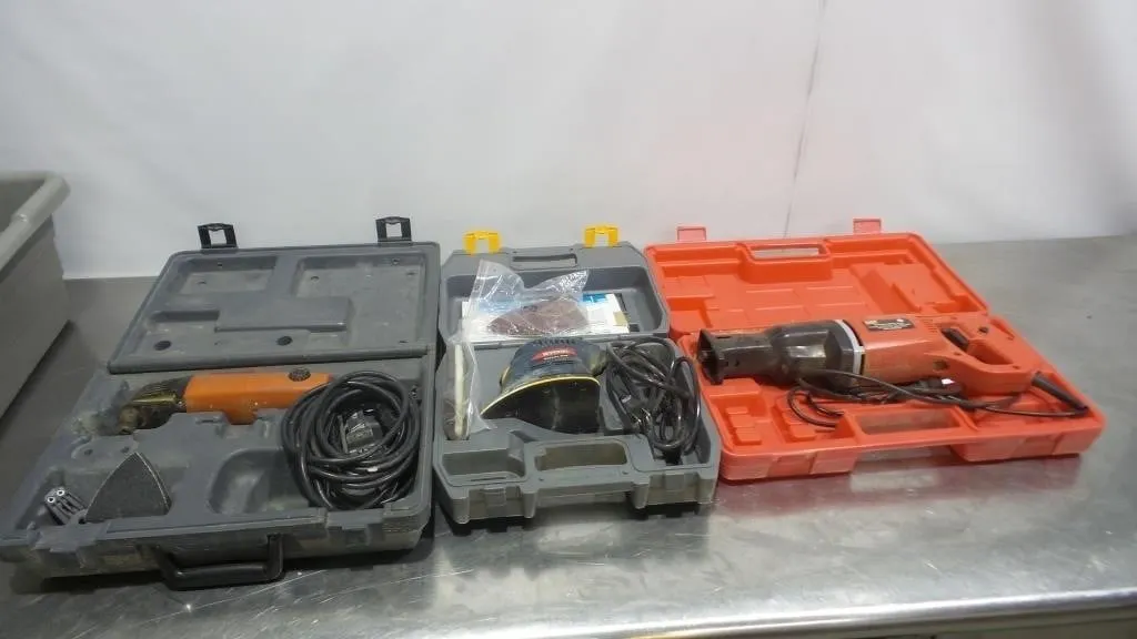 3 Corded Power Tools with Cases