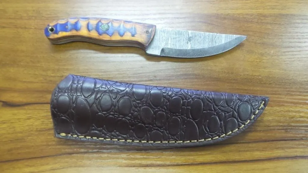 Patterned Steel Fixed Blade Hunting Knife