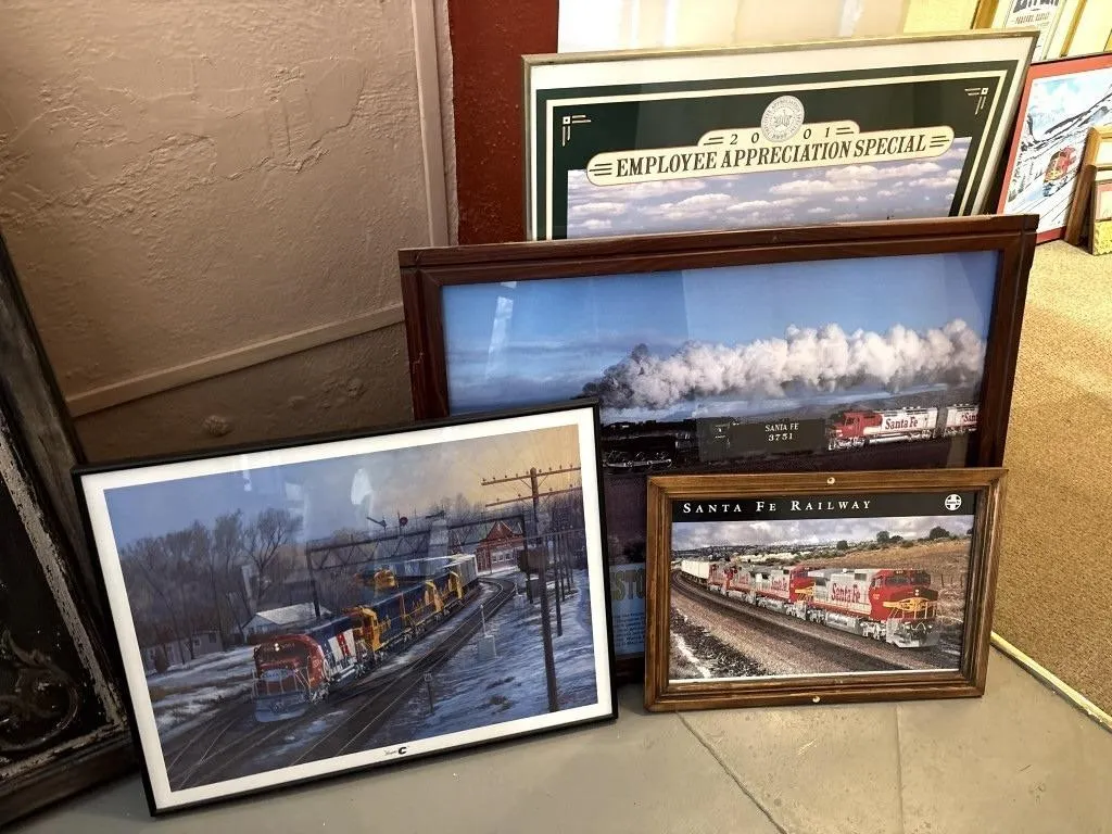 (4) Railroad Framed Prints 33” & Smaller