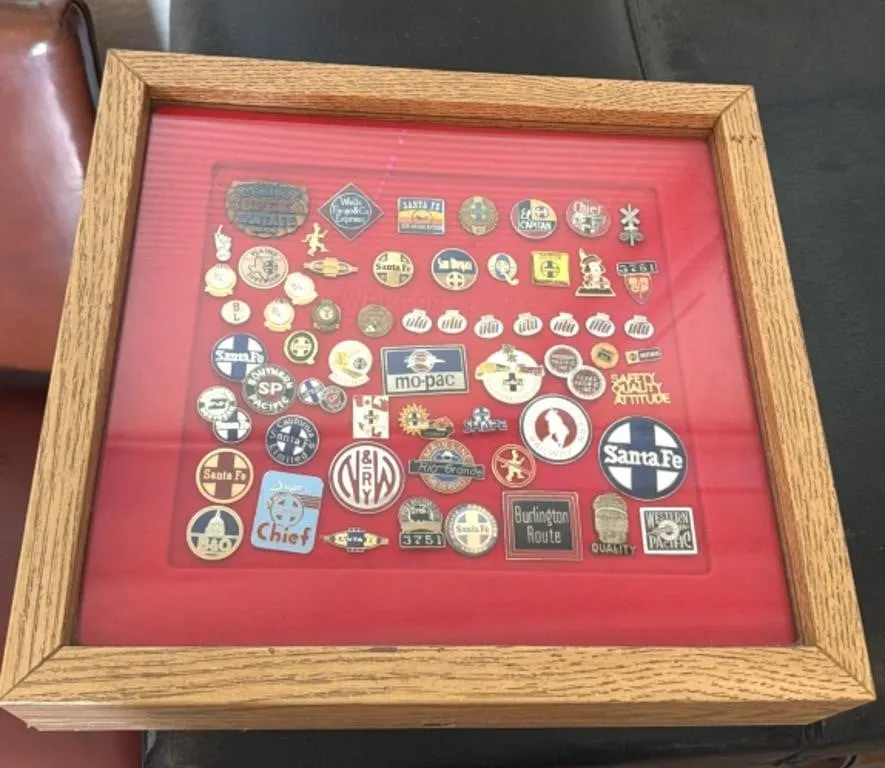 Railroad Pins in Display Case