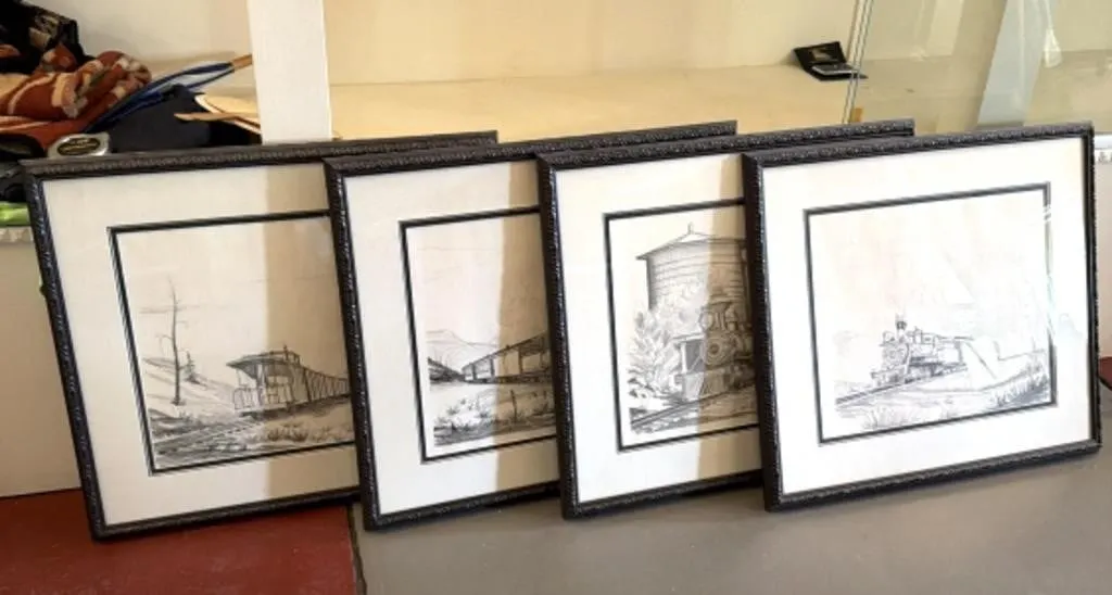 (4) Matching Framed Railroad Prints 26”x24”