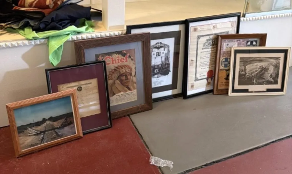 (7) Framed Railroad Prints, Photos, and More 21”