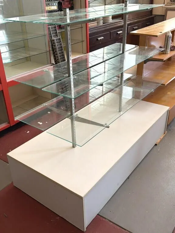 Double-Sided Glass Display with Particleboard
