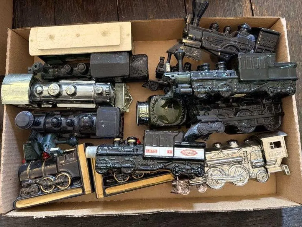 Train Book Ends and Avon Train Bottles