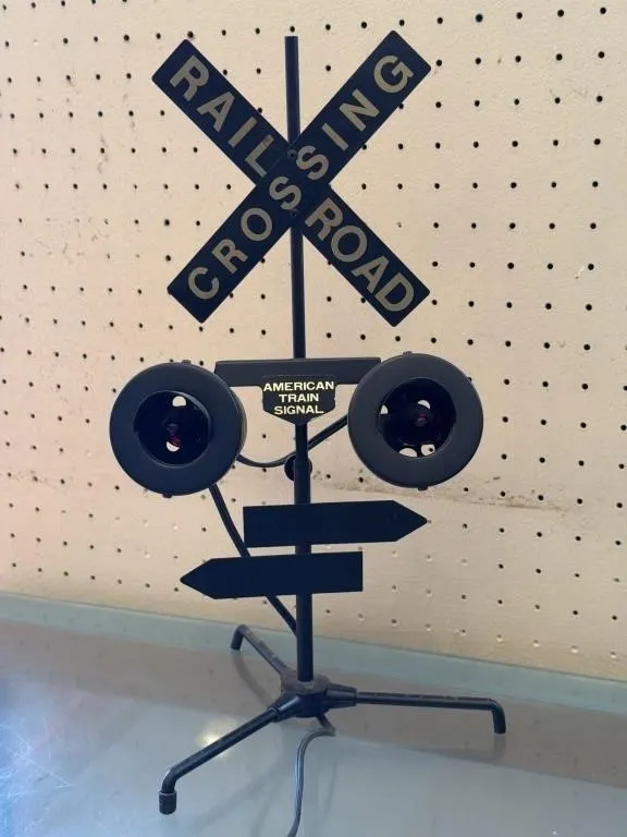 Railroad Crossing Metal Table Lamp 15.5”