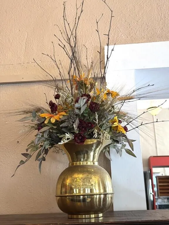 Union Pacific Railroad Cuspidor with Faux Florals