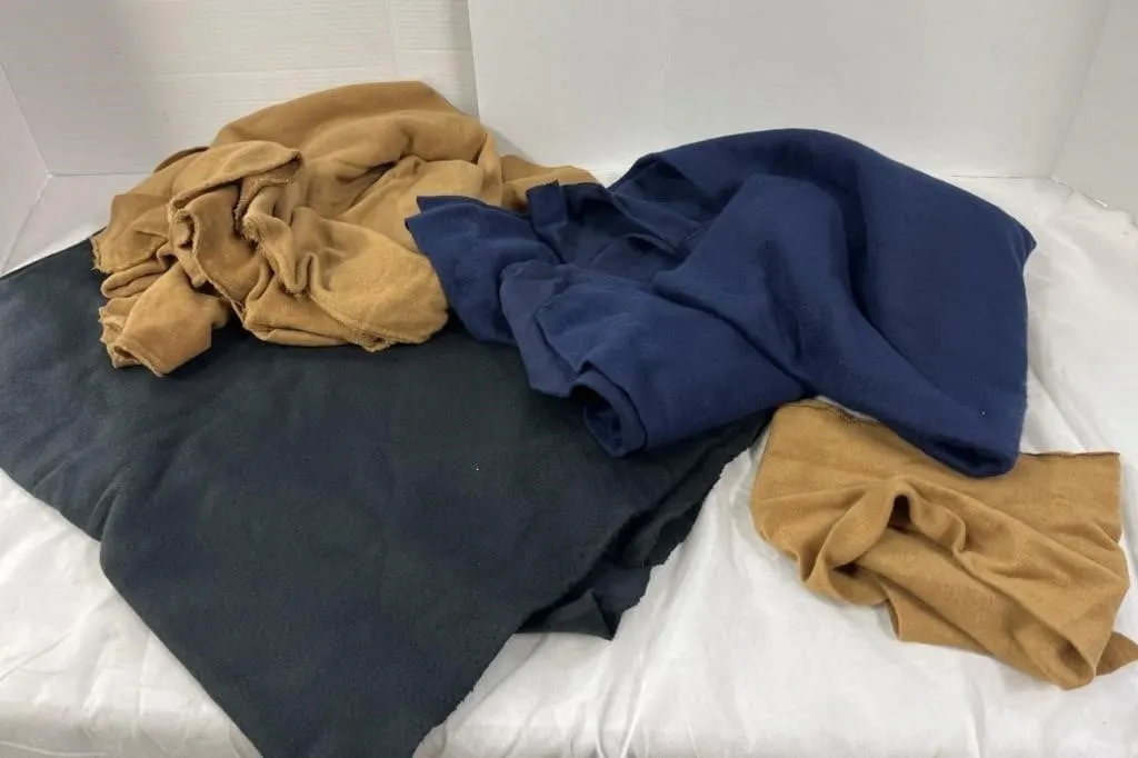 Black, Navy and Tan Fleece Fabric. tan fabric is