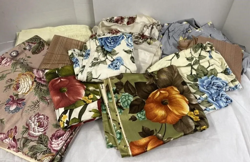 Various Sized Drapes: see-through, tan, and