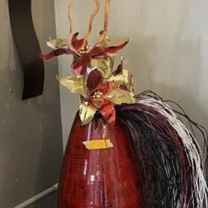 35" Decorative Red Vase