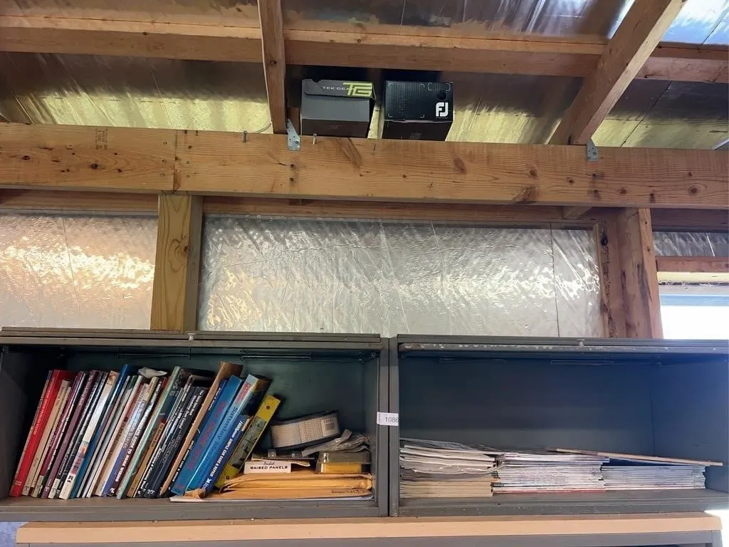 Misc. Shelf Lot- Books, Air cleaner filter