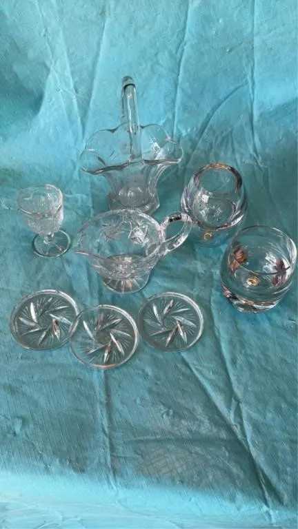 Assortment of glass and crystal