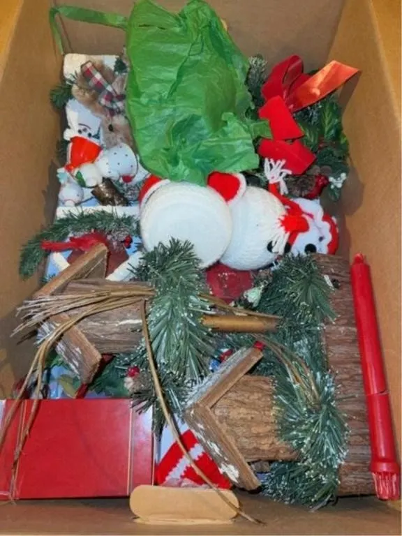 Assortment of Christmas supplies and decor
