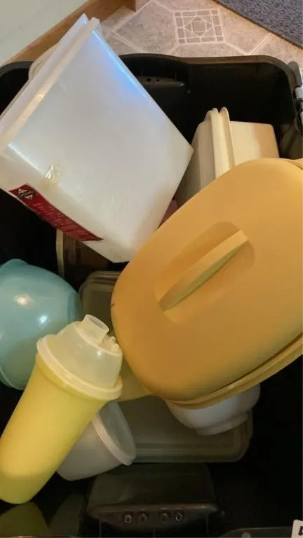 Bin of assorted Tupperware
