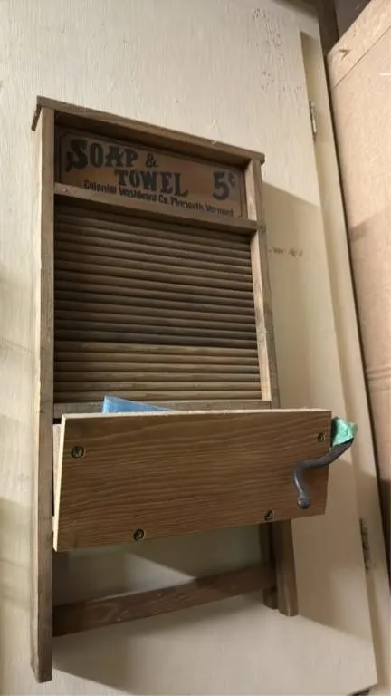 Soap and towel colonial washboard wall decor