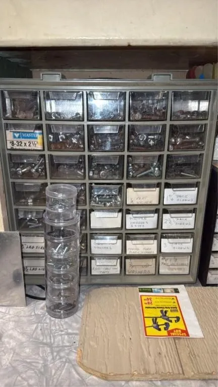 Tool organizer with an assortment of fasteners and