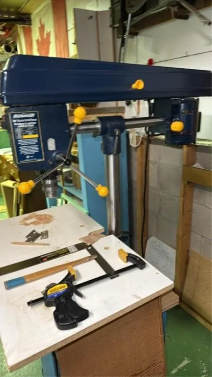 Mastercraft 26� radial drill press with wooden sta