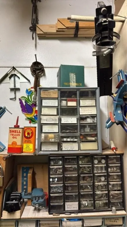 Pair of organizers with assorted hardware