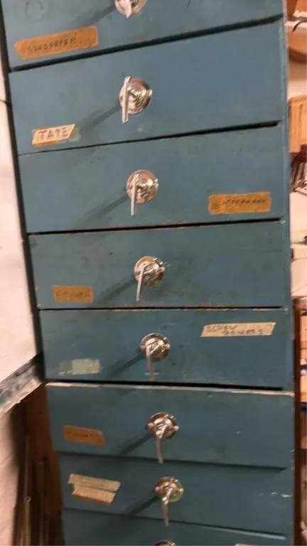 Work cabinet with assorted tools