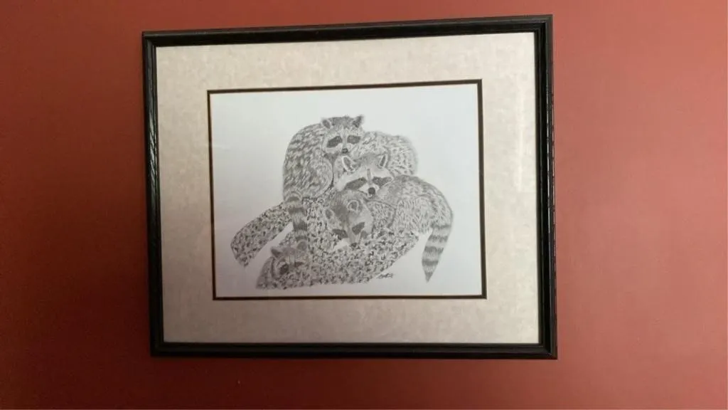 Raccoon wall hanging