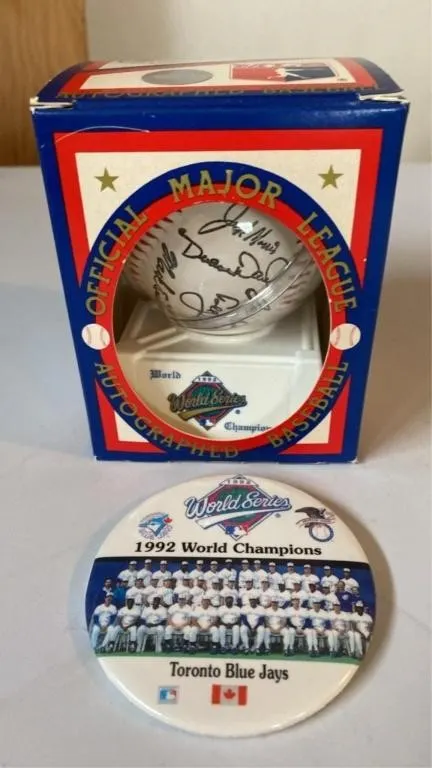 Blue Jays baseball and button