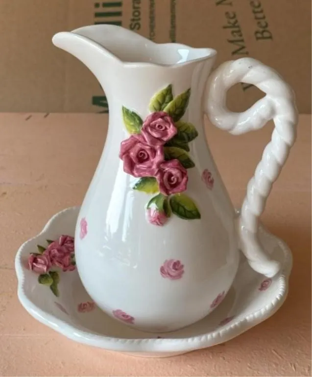 Decorative Water Pitcher and Basin
