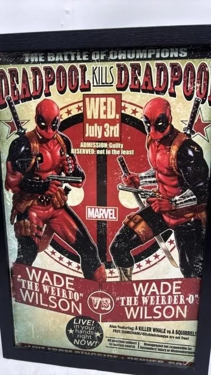 Deadpool Kills Deadpool Metal sign framed 19 inch