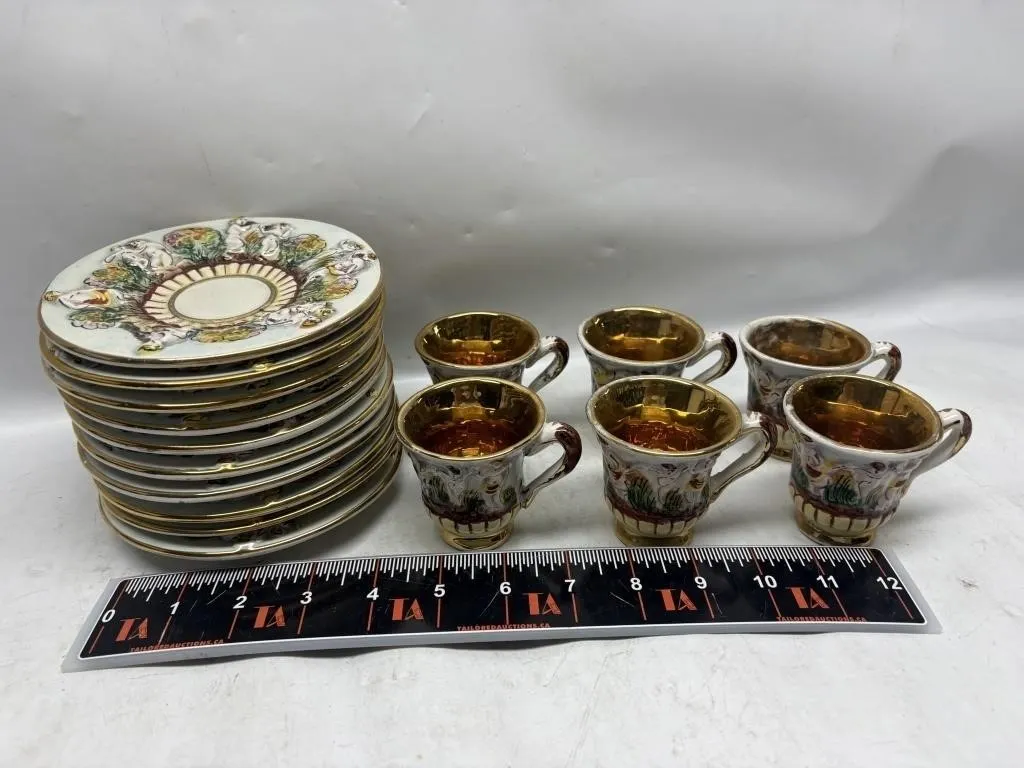 Capodimonte Cherub Cups & Saucers Set, Italy