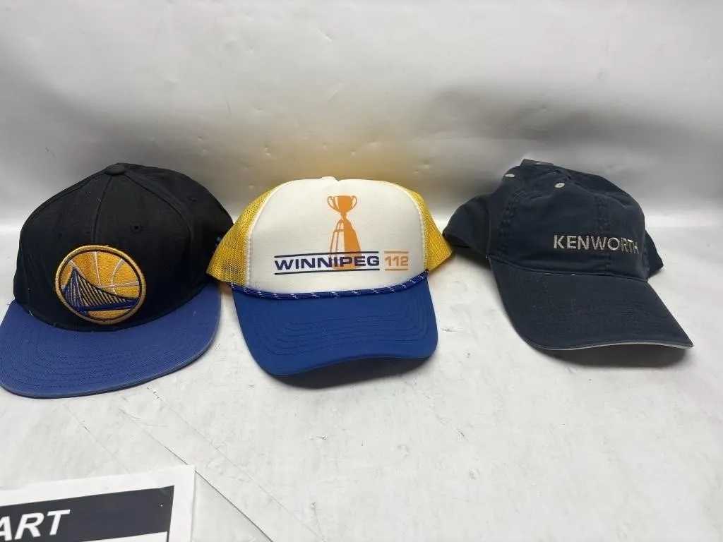 3 Baseball Caps: Warriors, Winnipeg, Kenworth