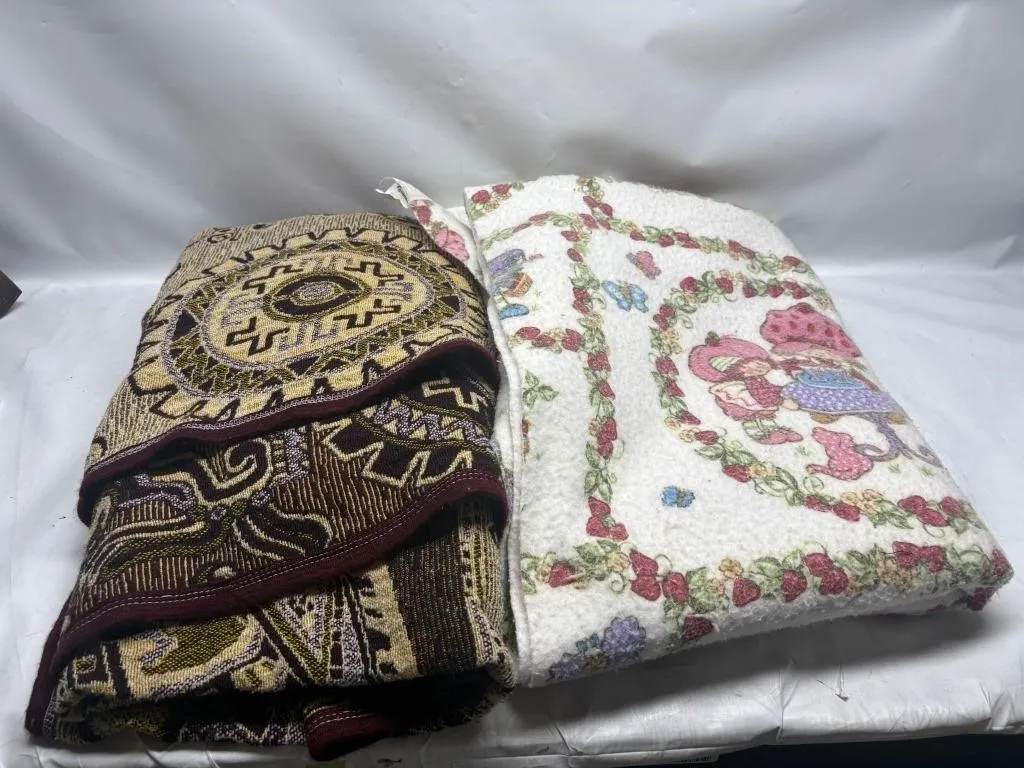 Strawberry Shortcake Blanket & Aztec Print Throw