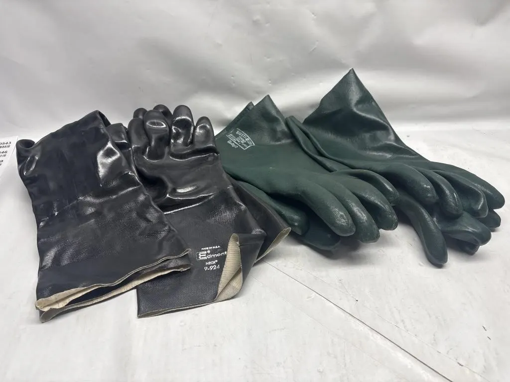PVC Rubber Chemical/Work Gloves, 2 Pairs