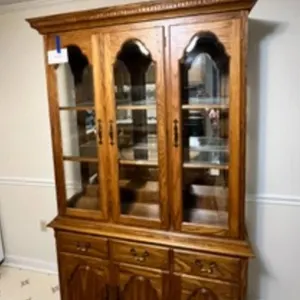 Brown Solid Oak China Cabinet Hutch