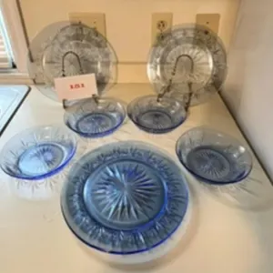Vintage Blue Glass Dinnerware Set