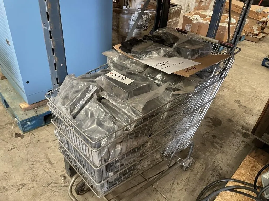 shopping cart w/assorted size wire clamps