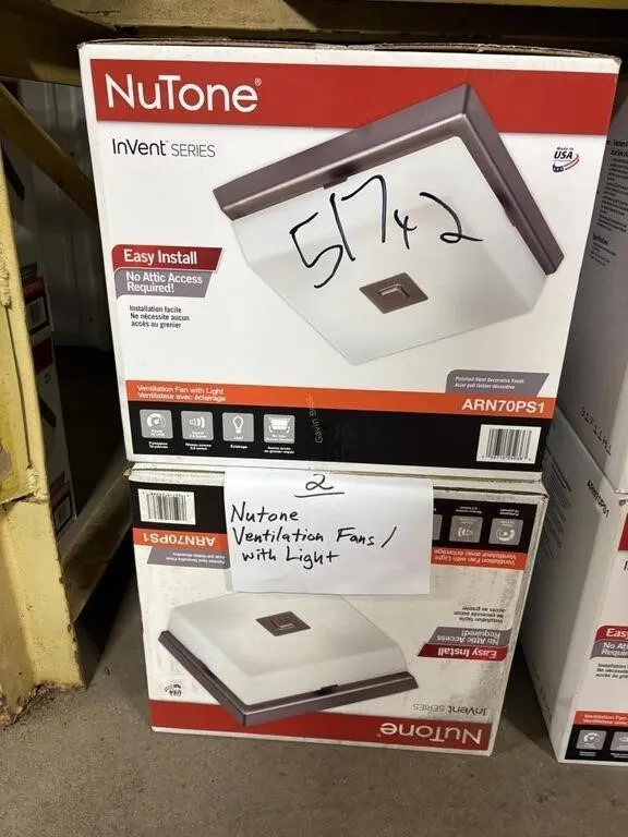 (2) Nutone Ventilation Fans w/light