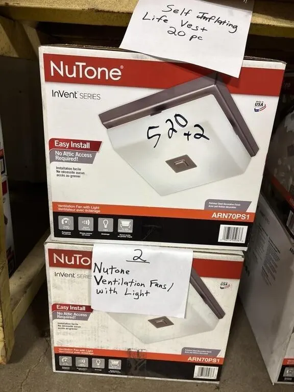 (2) Nutone Ventilation Fans w/light
