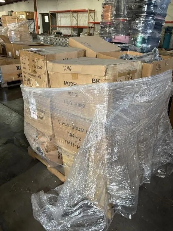 Pallet of Gammon Drum Heads & Parts