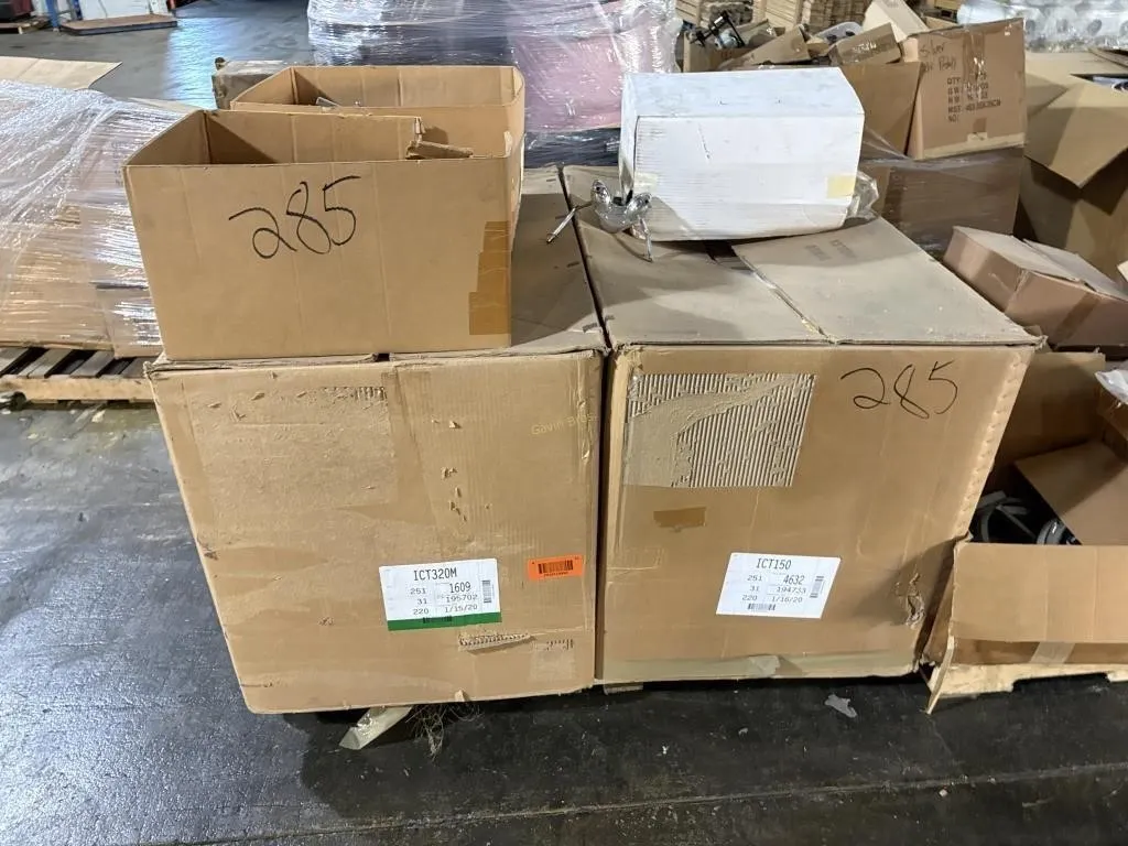 Pallet of Gammon Drum Heads & Bases