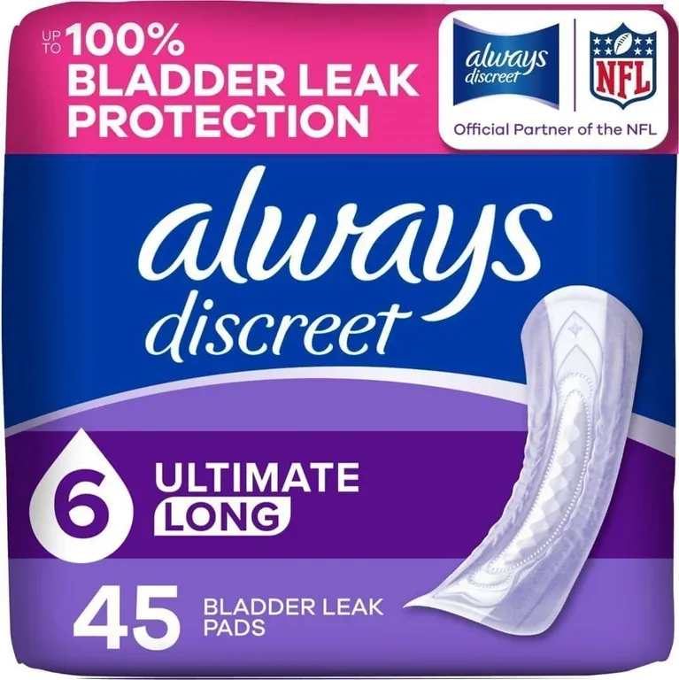 SEALED $50 (6 - 45Pk) Incontinence Pads for Women