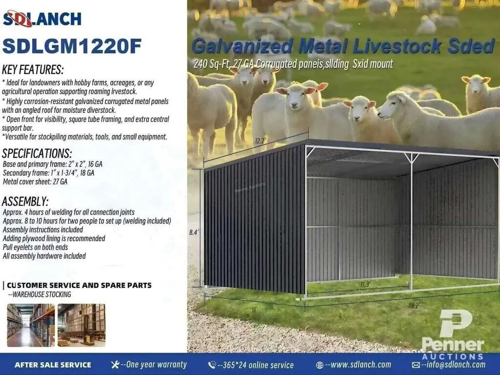SDLGM1220F Galvanized Livestock Shed