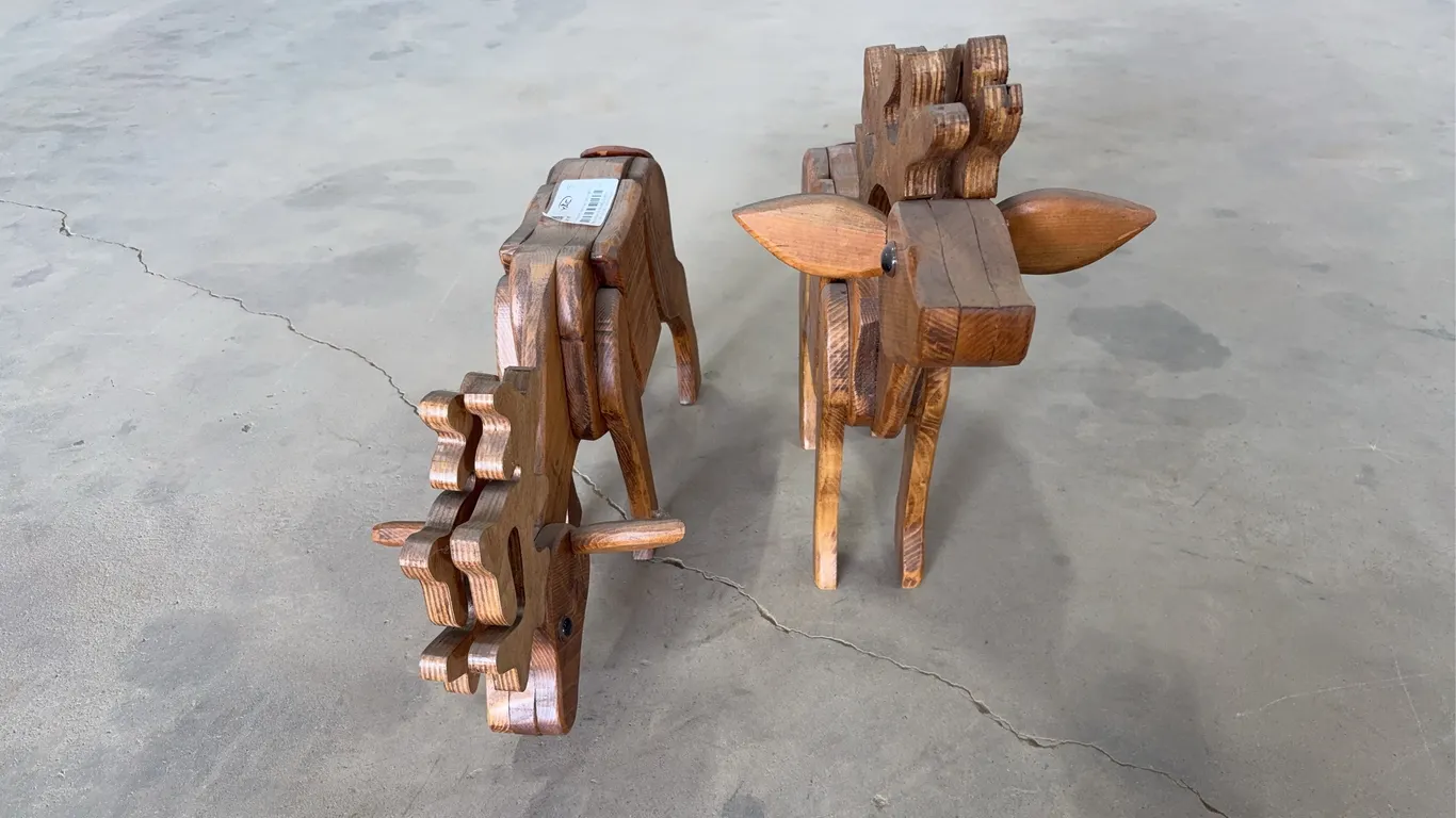 2 - Wooden Reindeer Ornaments