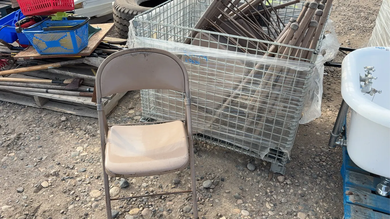 Crate Of Folding Steel Chairs