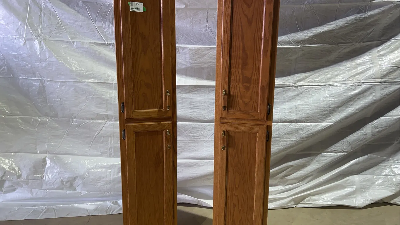 2 - Tall Oak Cupboards