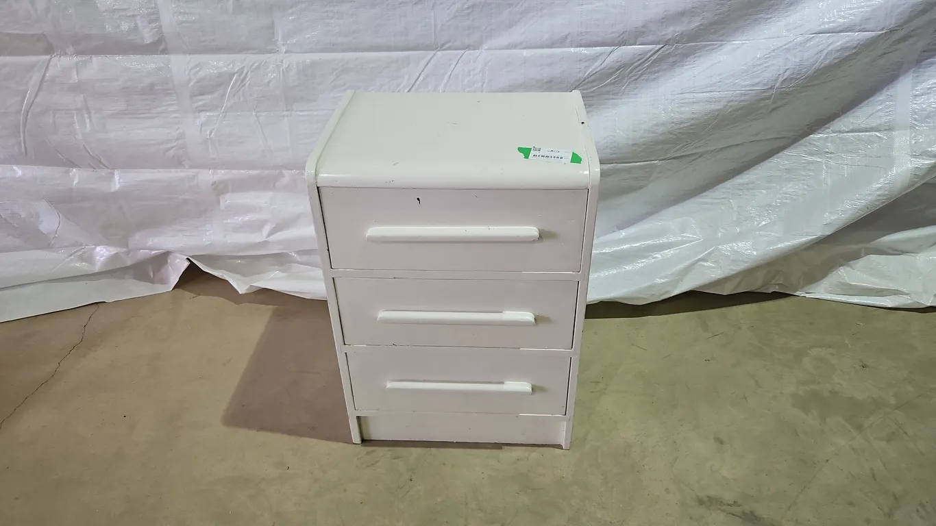 White 3 Drawer Cupboard & Storage Box W/ Lid