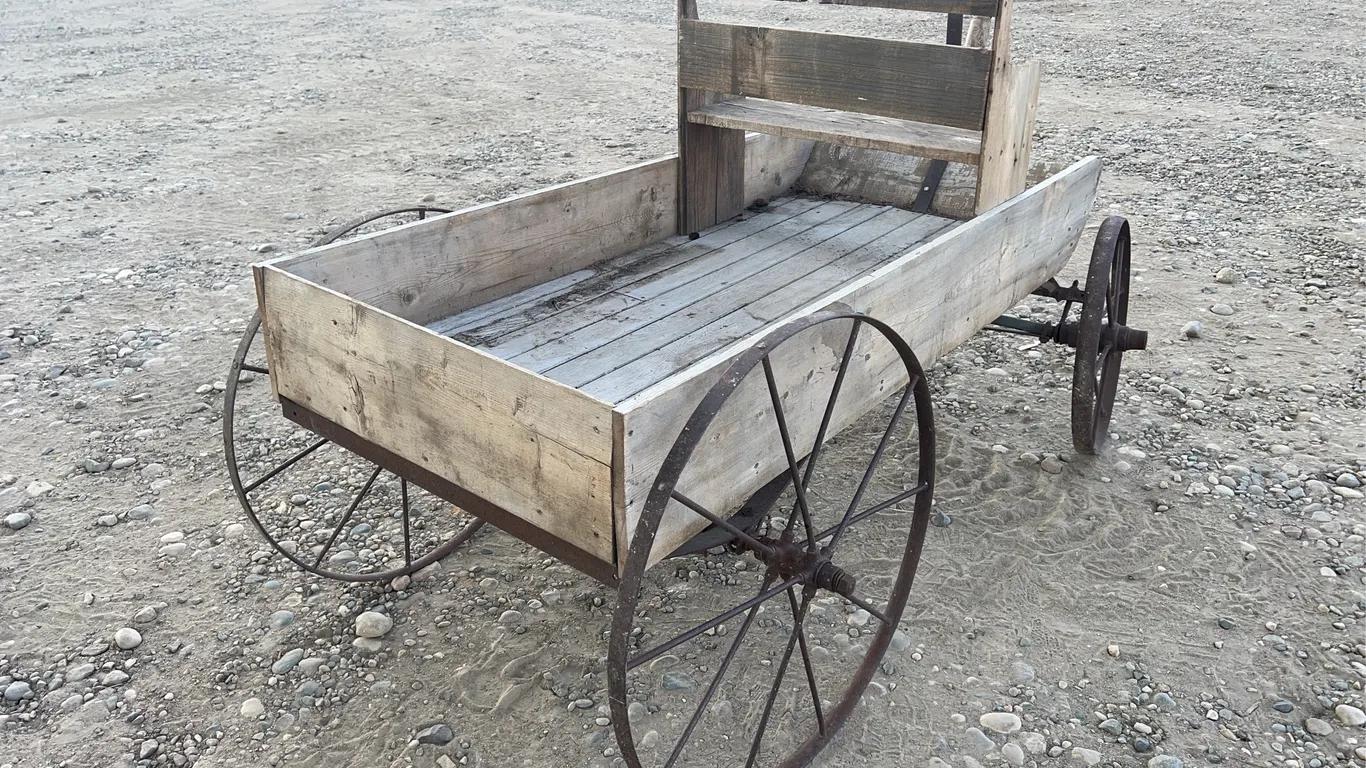 Wooden Wagon W/ Steel Wheels